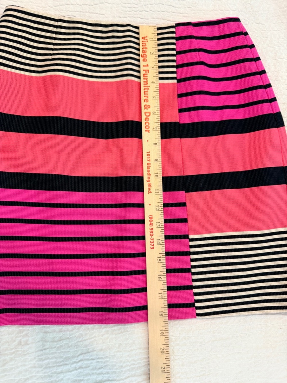 LOFT NWT Pink & Black Striped Block Mini Skirt - Picture 5 of 9